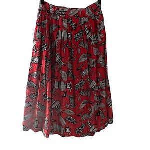 Vintage Nuons 70’s Tropical Print Midi Skirt Red Size 4